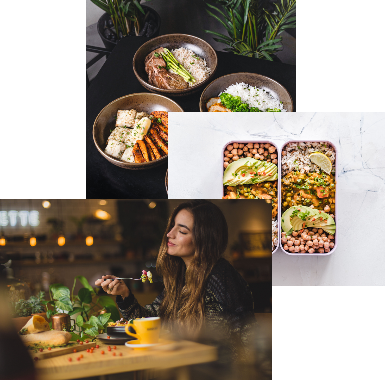 Woman eating meals, rice of bowl, rice in a plate